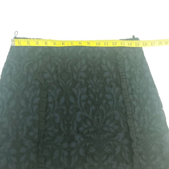 Pinko Womens Blue Black Floral Comfort Back Zip Ruffle A Line Skirt Size 8 - Picture 10 of 13